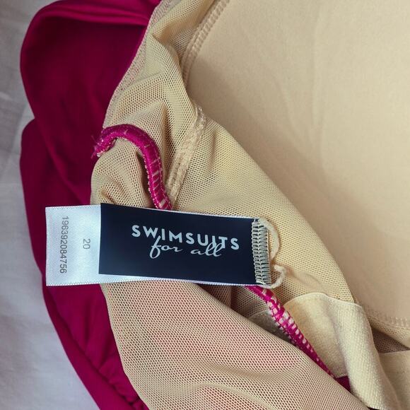 NWOT Swimsuits for All Plus Size 20 Cap Sleeve Cut-Out One-Piece 40D/DD Pink - Picture 6 of 12
